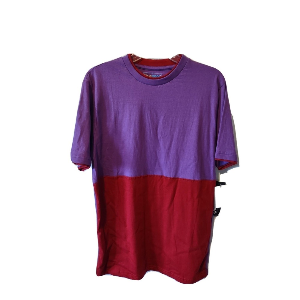 Bluegear T Shirt Medium Mens Streetwear Bold Colorblock Purple Red Relaxed Tee
